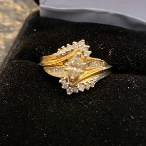 10k solid gold w/real diamonds ladies ring.